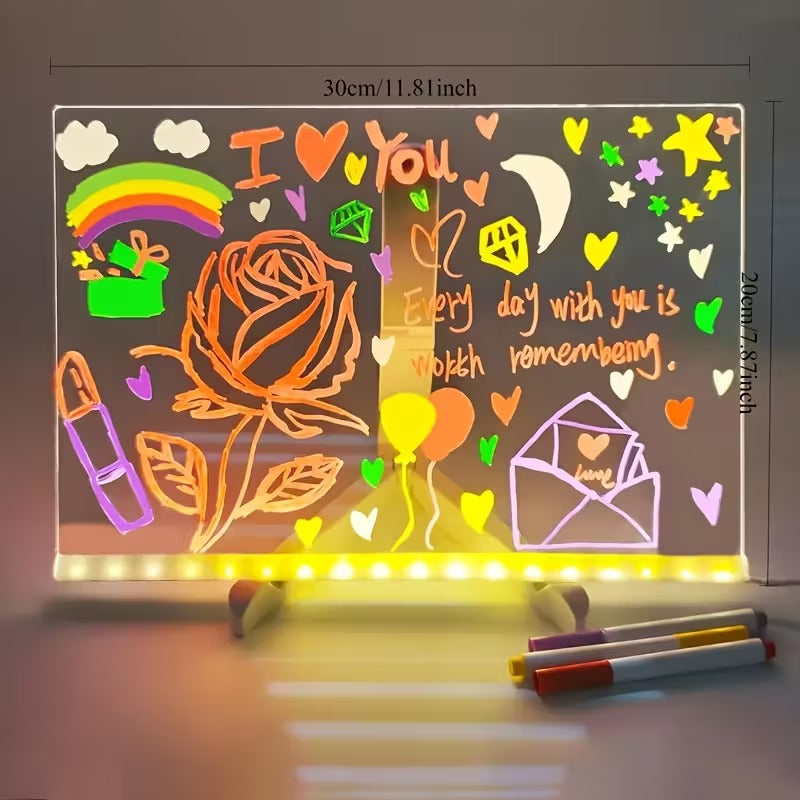 Magic Glow Kids Drawing Board Erasable Light-Up Doodle Pad | Fun Educational Toy Menu Board