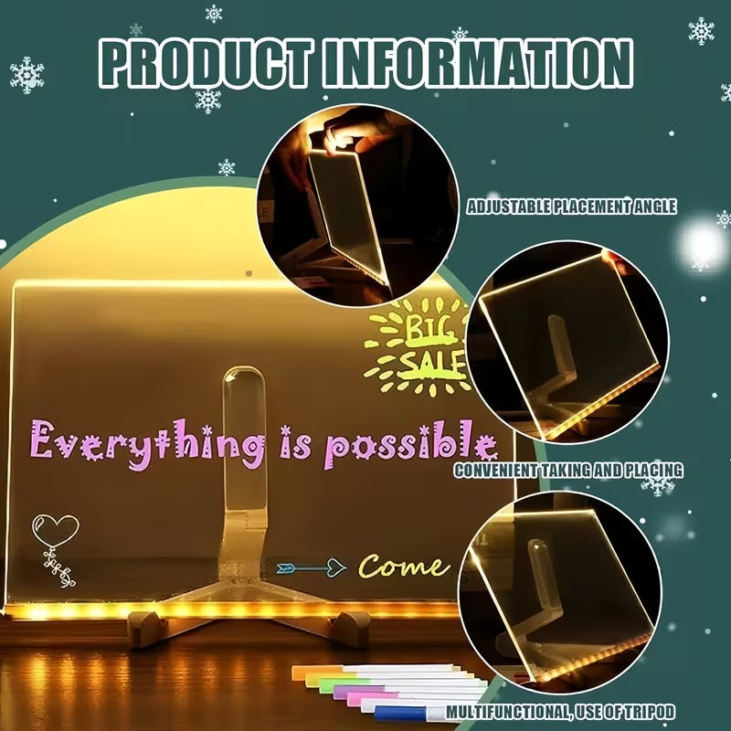 Magic Glow Kids Drawing Board Erasable Light-Up Doodle Pad | Fun Educational Toy Menu Board