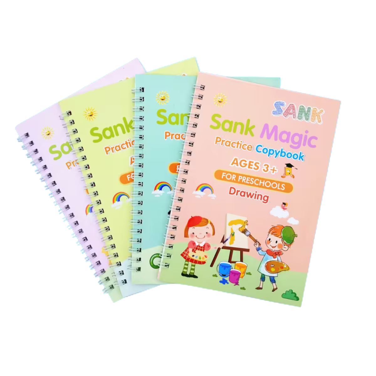 4pcs Sank Magic Books + Refills + Pencil Holder For Practice Preschools Kids Calligraphy Writing Book
