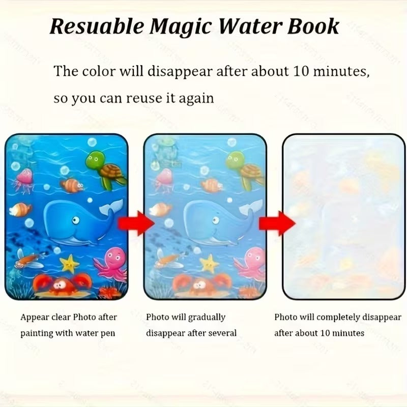 Magical Book Water Drawing Montessori Toys Reusable Colouring Book Early Education for Children