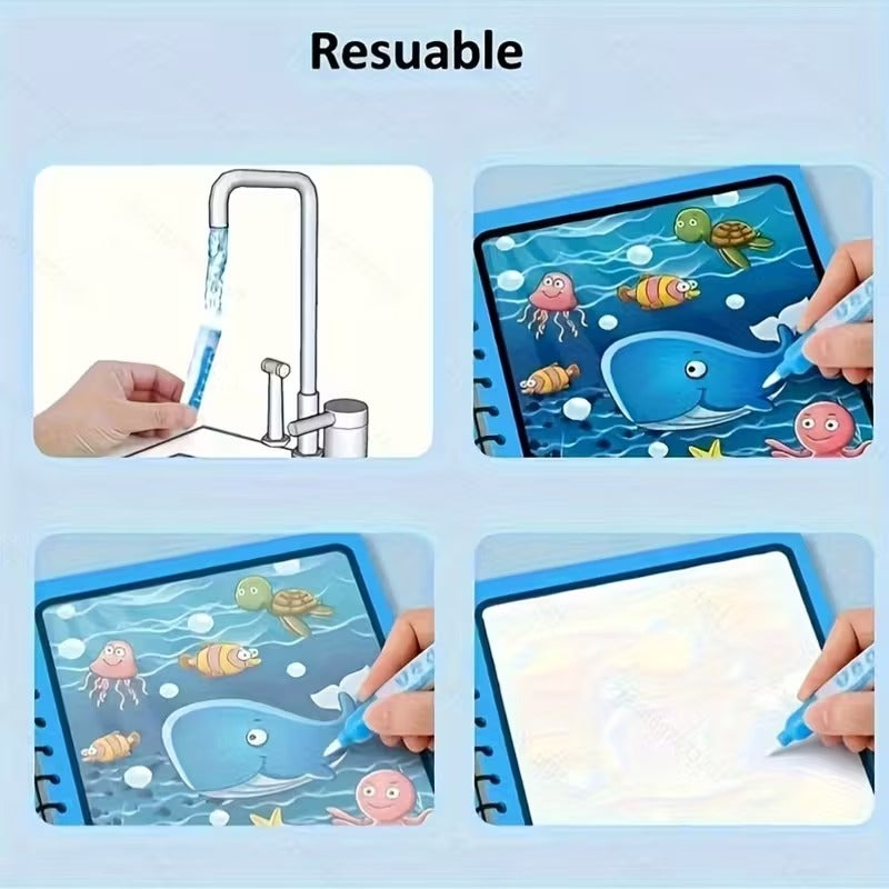 Magical Book Water Drawing Montessori Toys Reusable Colouring Book Early Education for Children
